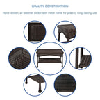 Ensemble de conversation 4 pièces pour patio en osier