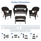 Ensemble de conversation 4 pièces pour patio en osier
