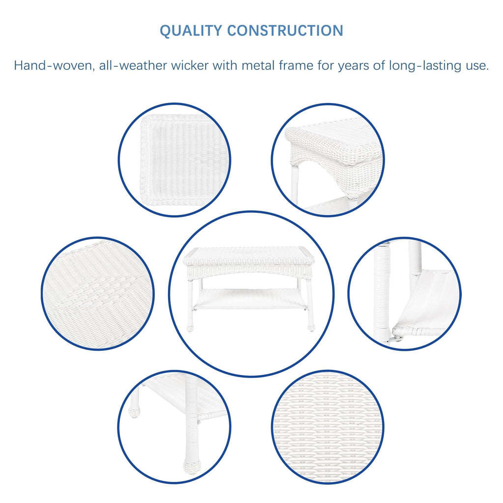 Ensemble de conversation 4 pièces pour patio en osier