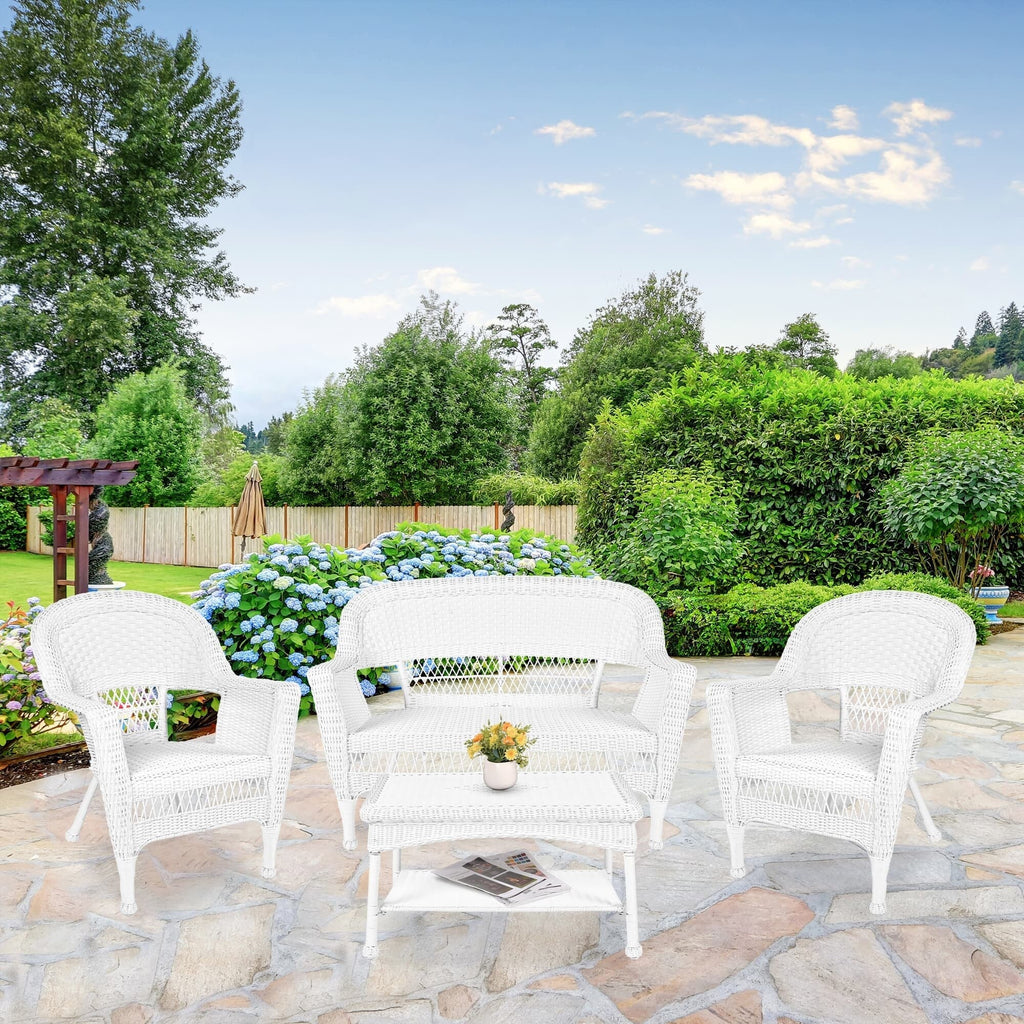 Ensemble de conversation 4 pièces pour patio en osier